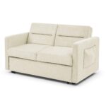 WIIS' IDEA™ Loveseat Sleeper Sofa Bed With Pull-out Bed And Adjsutable Back - Beige