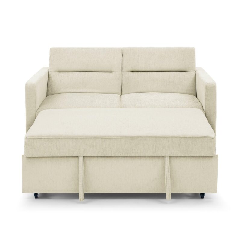 WIIS' IDEA™ Loveseat Sleeper Sofa Bed With Pull-out Bed And Adjsutable Back - Beige