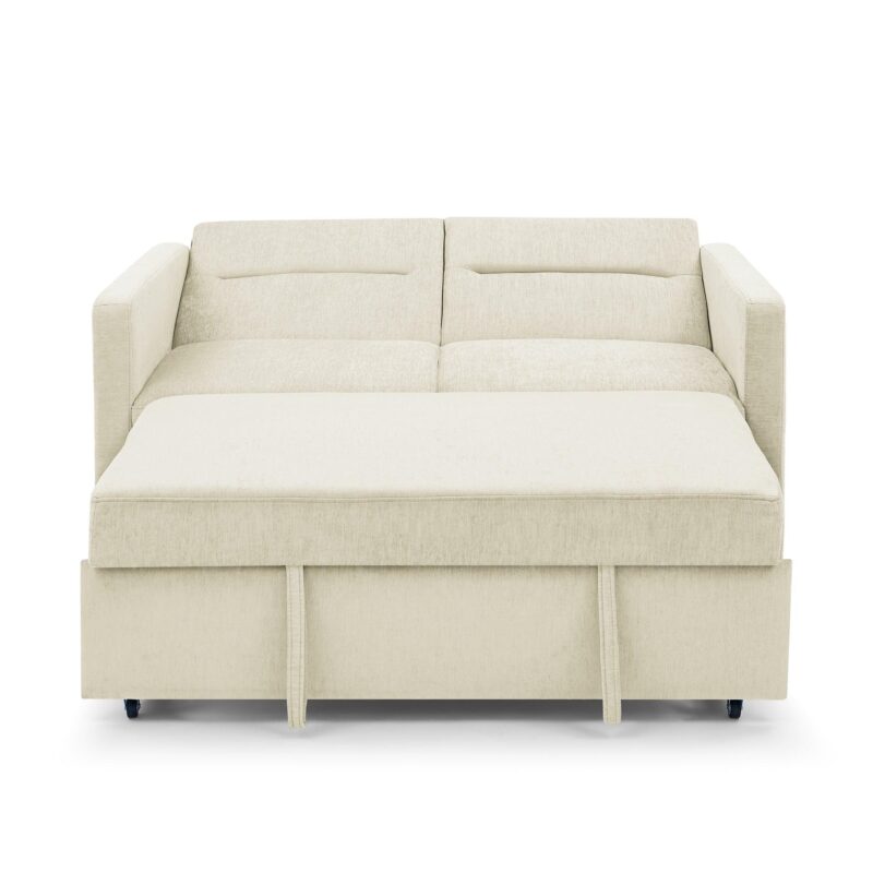 WIIS' IDEA™ Loveseat Sleeper Sofa Bed With Pull-out Bed And Adjsutable Back - Beige