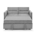 WIIS' IDEA™ Loveseat Sofa Bed With Pull-out Bed And Adjsutable Back - Grey