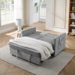 WIIS' IDEA™ Loveseat Sofa Bed With Pull-out Bed And Adjsutable Back - Grey