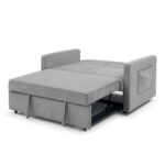 WIIS' IDEA™ Loveseat Sofa Bed With Pull-out Bed And Adjsutable Back - Grey