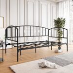 WIIS' IDEA™ Metal Frame Daybed Sofa Bed With Loveseat Size Platform Mattress - Black