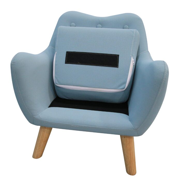 WIIS' IDEA™ Microfibres Fabric Kids Armchair Sofa With Wooden Legs - Blue