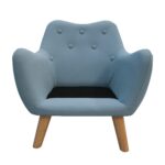 WIIS' IDEA™ Microfibres Fabric Kids Armchair Sofa With Wooden Legs - Blue