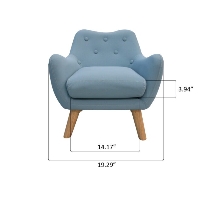 WIIS' IDEA™ Microfibres Fabric Kids Armchair Sofa With Wooden Legs - Blue