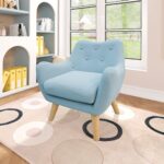 WIIS' IDEA™ Microfibres Fabric Kids Armchair Sofa With Wooden Legs - Blue