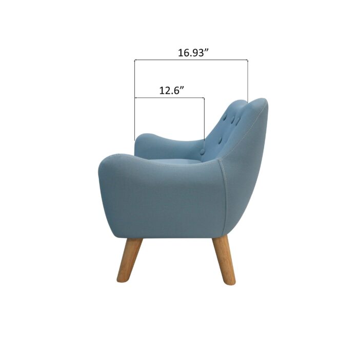 WIIS' IDEA™ Microfibres Fabric Kids Armchair Sofa With Wooden Legs - Blue