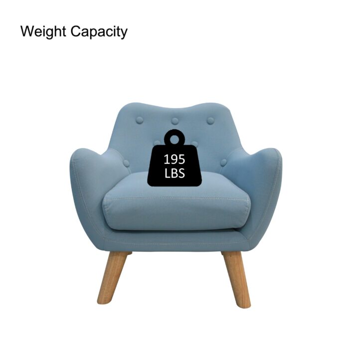 WIIS' IDEA™ Microfibres Fabric Kids Armchair Sofa With Wooden Legs - Blue