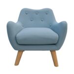 WIIS' IDEA™ Microfibres Fabric Kids Armchair Sofa With Wooden Legs - Blue