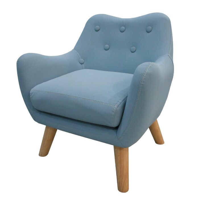 WIIS' IDEA™ Microfibres Fabric Kids Armchair Sofa With Wooden Legs - Blue