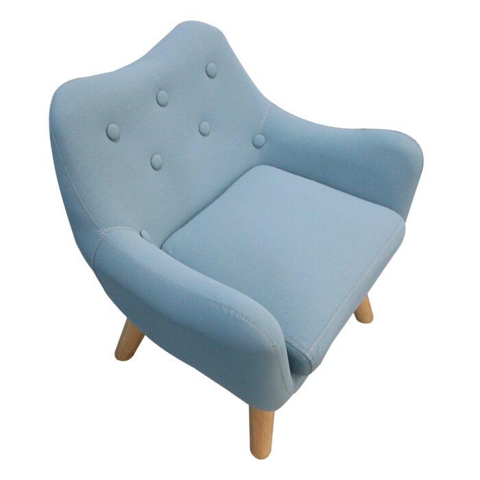 WIIS' IDEA™ Microfibres Fabric Kids Armchair Sofa With Wooden Legs - Blue