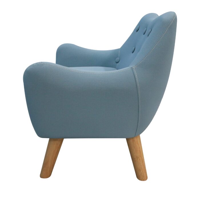 WIIS' IDEA™ Microfibres Fabric Kids Armchair Sofa With Wooden Legs - Blue