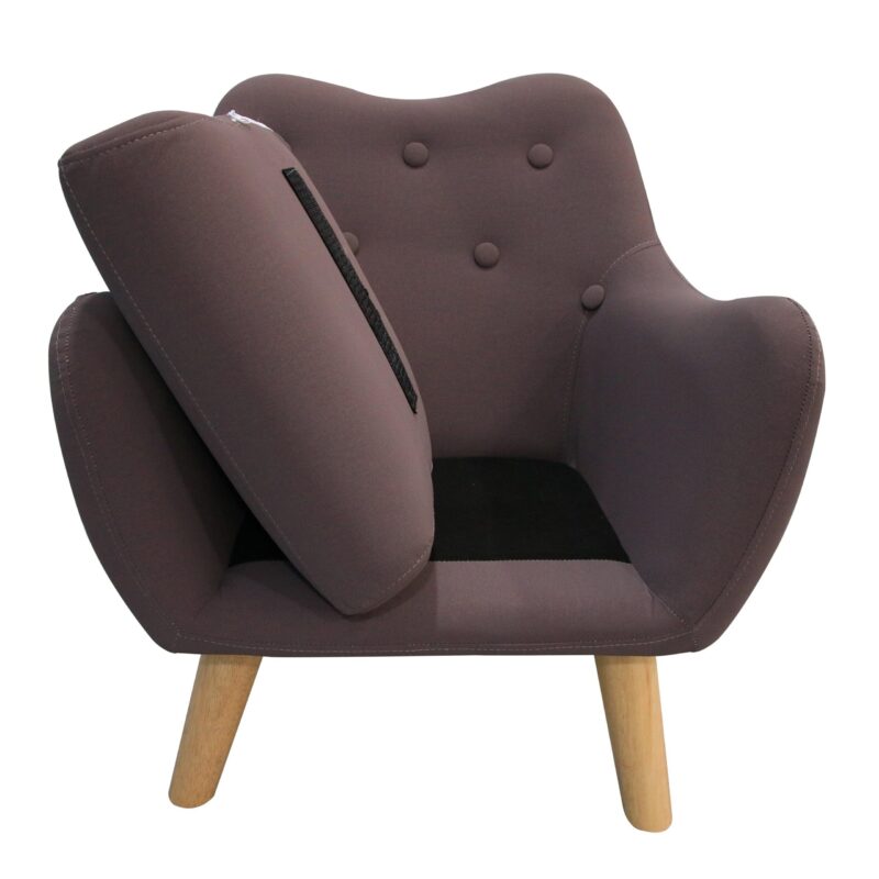 WIIS' IDEA™ Microfibres Fabric Kids Armchair Sofa With Wooden Legs - Brown