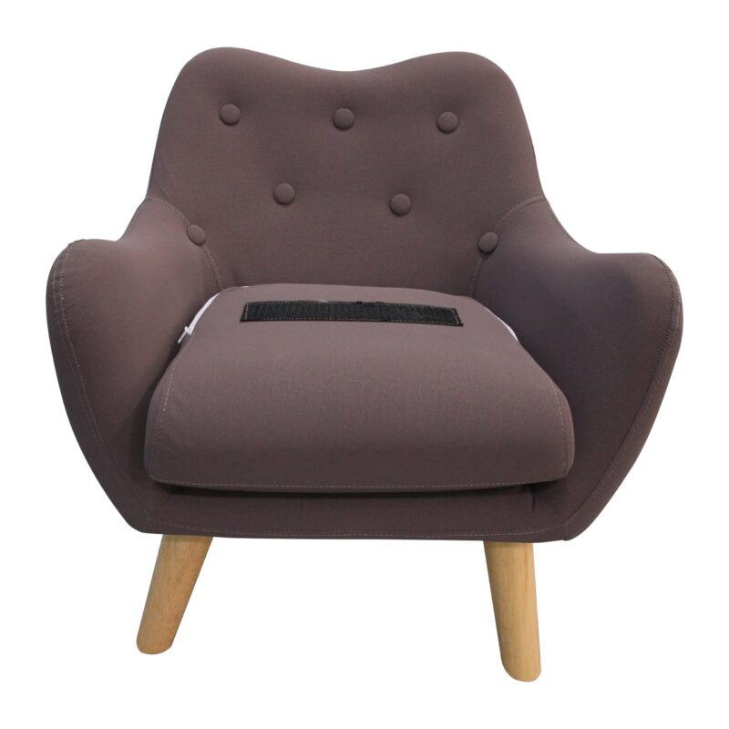 WIIS' IDEA™ Microfibres Fabric Kids Armchair Sofa With Wooden Legs - Brown