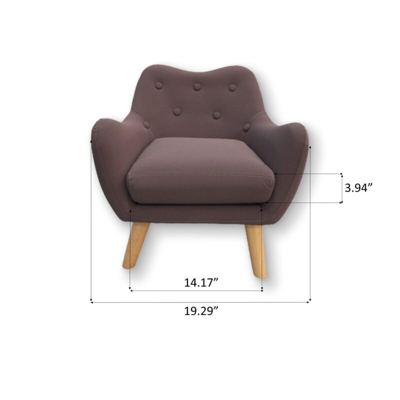 WIIS' IDEA™ Microfibres Fabric Kids Armchair Sofa With Wooden Legs - Brown