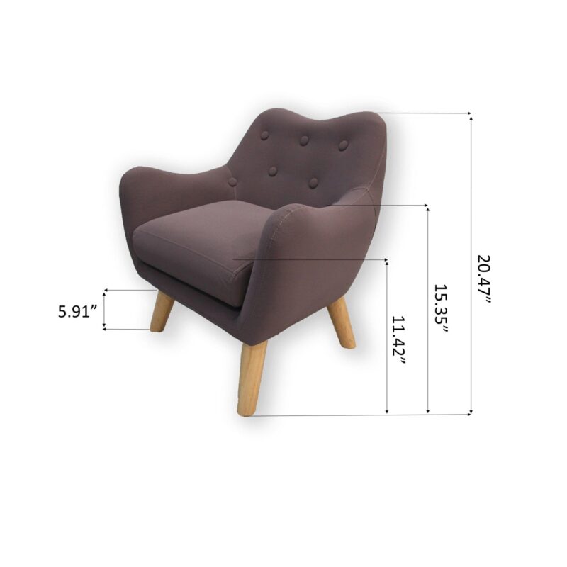 WIIS' IDEA™ Microfibres Fabric Kids Armchair Sofa With Wooden Legs - Brown