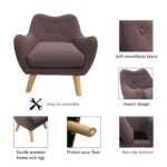 WIIS' IDEA™ Microfibres Fabric Kids Armchair Sofa With Wooden Legs - Brown