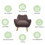 WIIS' IDEA™ Microfibres Fabric Kids Armchair Sofa With Wooden Legs - Brown