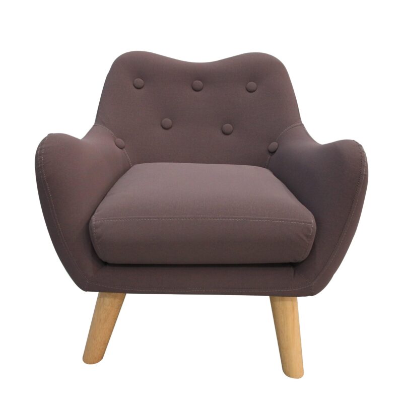 WIIS' IDEA™ Microfibres Fabric Kids Armchair Sofa With Wooden Legs - Brown