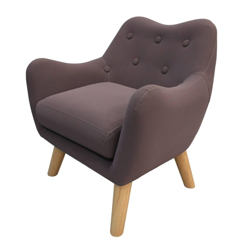 WIIS' IDEA™ Microfibres Fabric Kids Armchair Sofa With Wooden Legs - Brown