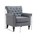 WIIS' IDEA™ Mid-Century Modern Linen Accent Armchair WithTufted Back And Wood Legs - Grey