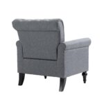 WIIS' IDEA™ Mid-Century Modern Linen Accent Armchair WithTufted Back And Wood Legs - Grey