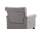 WIIS' IDEA™ Mid-Century Modern Linen Accent Armchair WithTufted Back And Wood Legs - Light Grey