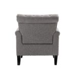 WIIS' IDEA™ Mid-Century Modern Linen Accent Armchair WithTufted Back And Wood Legs - Light Grey