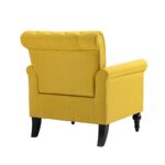 WIIS' IDEA™ Mid-Century Modern Linen Accent Armchair WithTufted Back And Wood Legs - Yellow