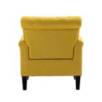 WIIS' IDEA™ Mid-Century Modern Linen Accent Armchair WithTufted Back And Wood Legs - Yellow