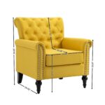 WIIS' IDEA™ Mid-Century Modern Linen Accent Armchair WithTufted Back And Wood Legs - Yellow