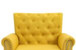 WIIS' IDEA™ Mid-Century Modern Linen Accent Armchair WithTufted Back And Wood Legs - Yellow