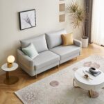 WIIS' IDEA™ Mid-Century Modern Loveseat Sofa With 2 Pillows - Light Grey