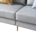 WIIS' IDEA™ Mid-Century Modern Loveseat Sofa With 2 Pillows - Light Grey