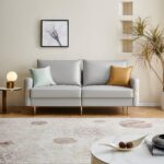 WIIS' IDEA™ Mid-Century Modern Loveseat Sofa With 2 Pillows - Light Grey