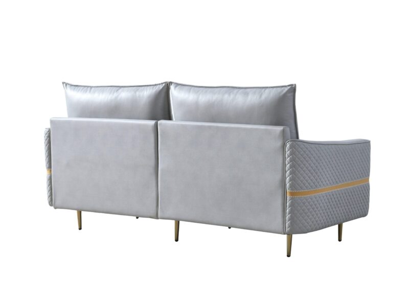 WIIS' IDEA™ Mid-Century Modern Loveseat Sofa With 2 Pillows - Light Grey