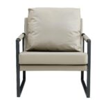 Mid Century Modern PU Leather  Armchair Sofa - Light Grey