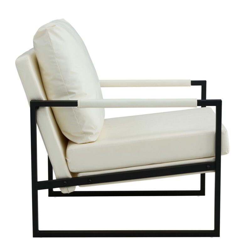 WIIS' IDEA™ Mid Century Modern PU Leather Armchair Sofa - White