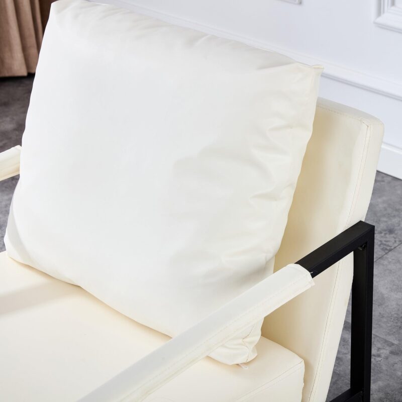 WIIS' IDEA™ Mid Century Modern PU Leather Armchair Sofa - White