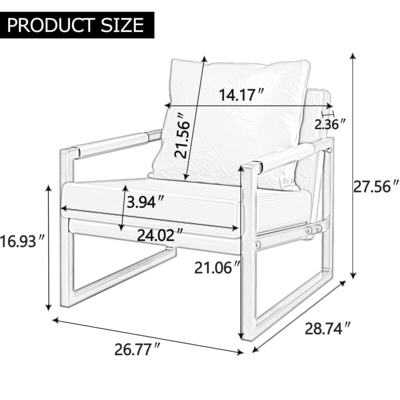 WIIS' IDEA™ Mid Century Modern PU Leather Armchair Sofa - White