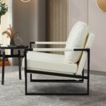 WIIS' IDEA™ Mid Century Modern PU Leather Armchair Sofa - White