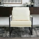 WIIS' IDEA™ Mid Century Modern PU Leather Armchair Sofa - White