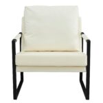 WIIS' IDEA™ Mid Century Modern PU Leather Armchair Sofa - White