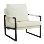 WIIS' IDEA™ Mid Century Modern PU Leather Armchair Sofa - White