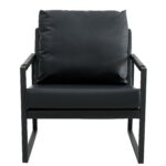 WIIS' IDEA™ Mid Century Modern PU Leather Armchair Sofa With Metal Frame - Black