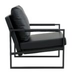 WIIS' IDEA™ Mid Century Modern PU Leather Armchair Sofa With Metal Frame - Black