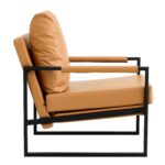 WIIS' IDEA™ Mid Century Modern PU Leather Armchair Sofa With Metal Frame - Brown