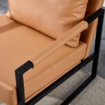 WIIS' IDEA™ Mid Century Modern PU Leather Armchair Sofa With Metal Frame - Brown