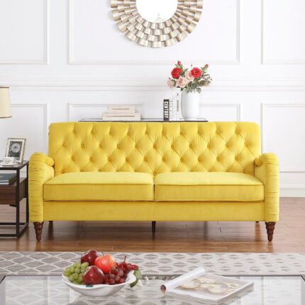 WIIS' IDEA™ Modern 3 Seater Chesterfield Sofa - Yellow